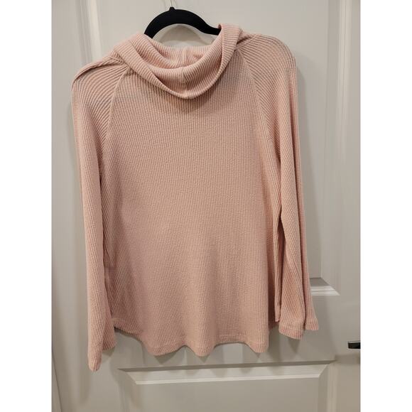Anthropologie Ribbed Pink Cowlneck Sweater - Picture 3 of 7